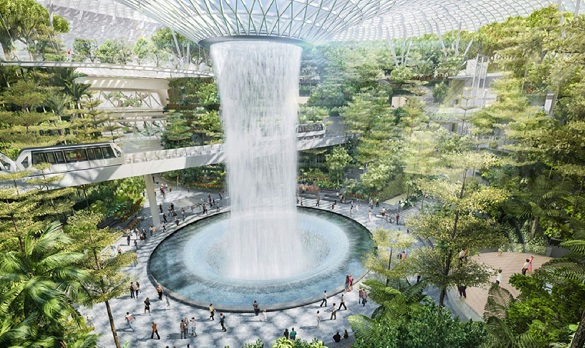 vodopad na novom aerodromu Jewl Changai Singapur
